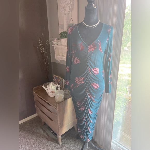 Jessica Simpson Dresses Maternity Dress By Jessica Simpsons Blueish Green Floral Long Sleeve